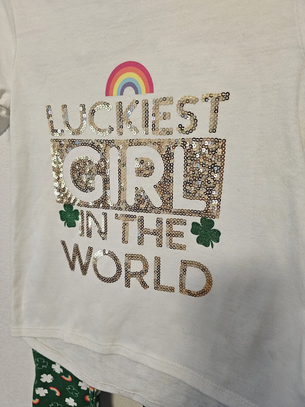 Btween Luckiest Girl in the World Tee & Shamrock Leggings Set Size 5
